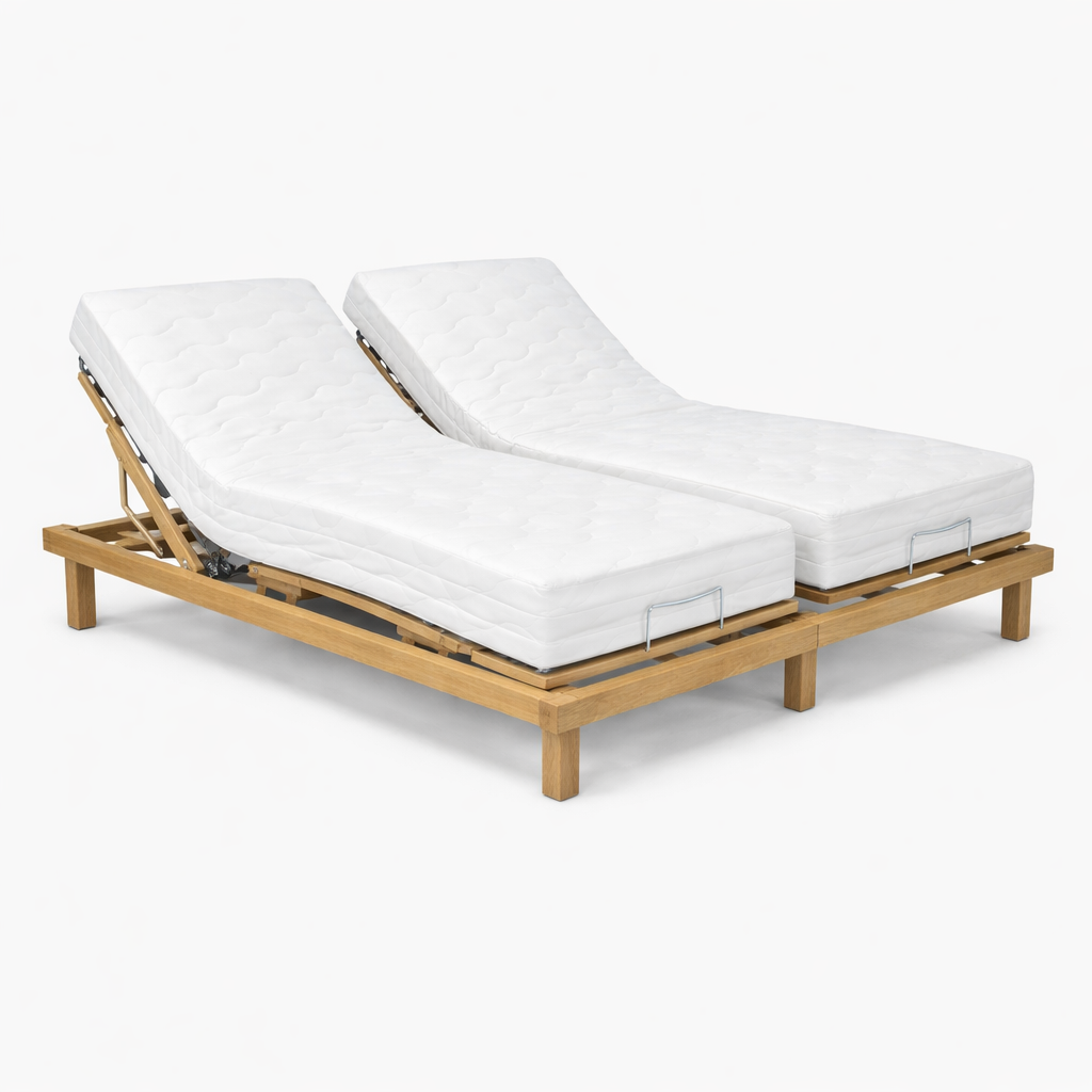 Pack - 2 Articulados madeira elétricos + 2 colchões Visco